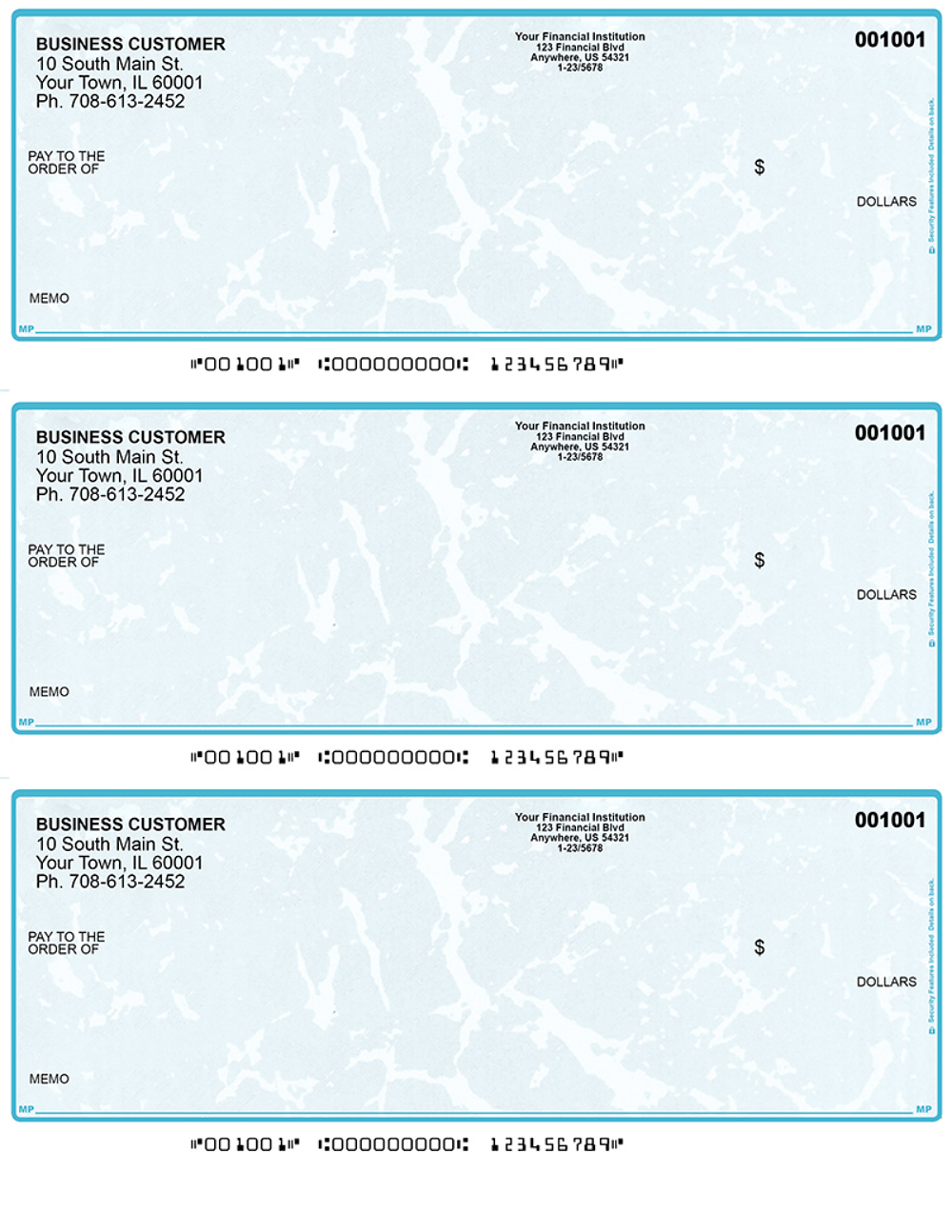 Teal Marble - 3 per Page