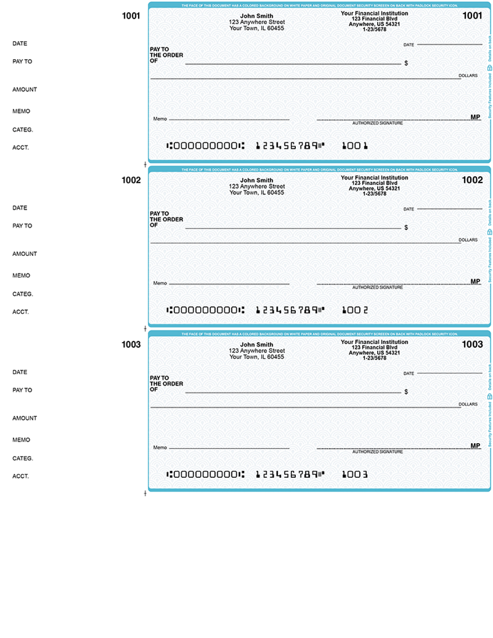 Teal-3 per page - Wallet